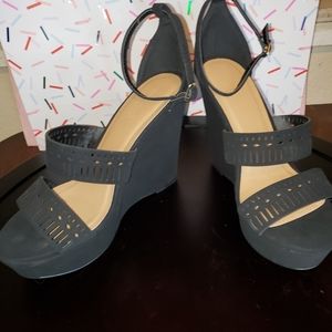 Charlotte Russe Black Sandals Wedges